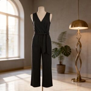 J. Jill black pinstriped jumpsuit
